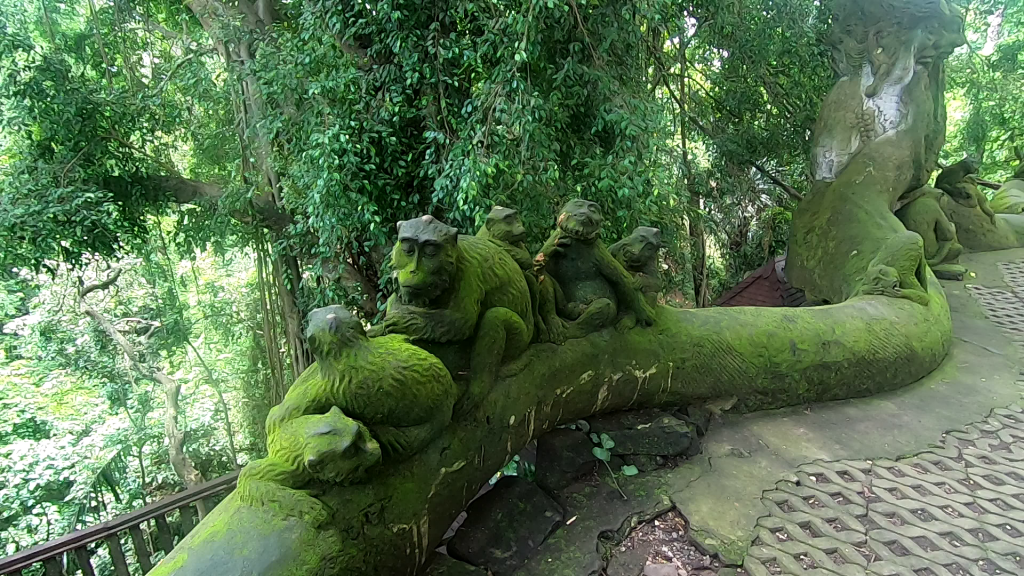 stone figures at the monkey forest in Ubud
