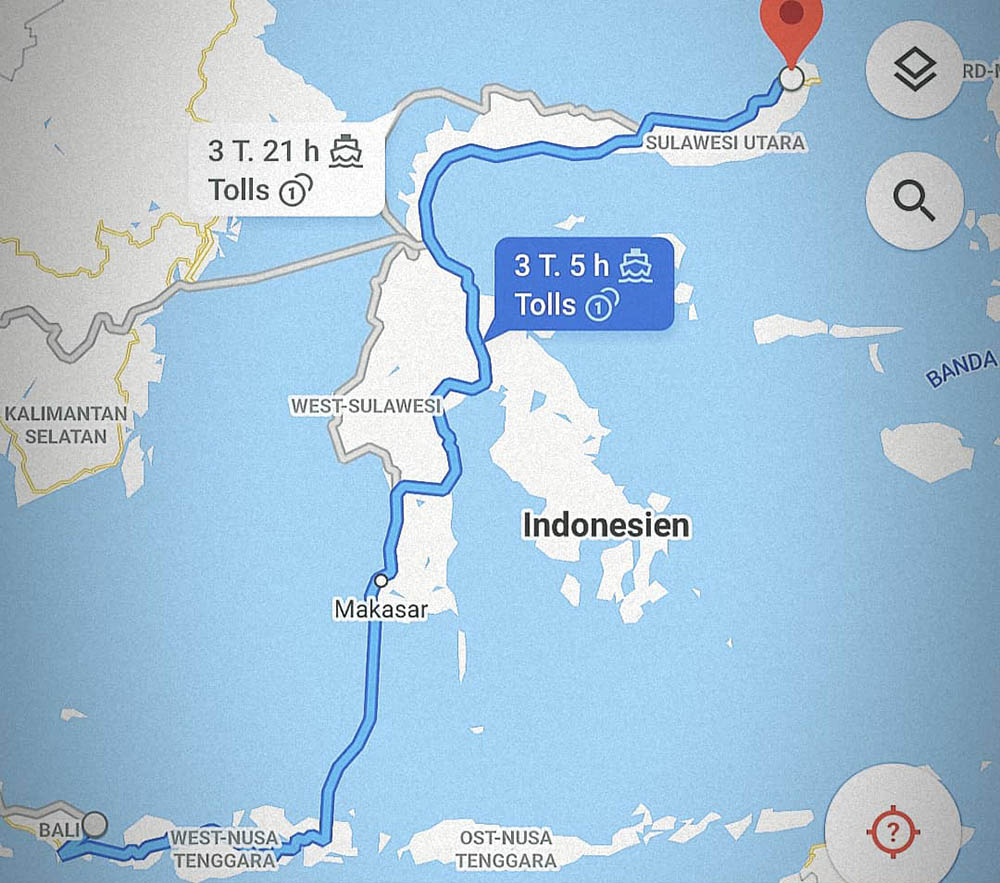 route through Indonesia